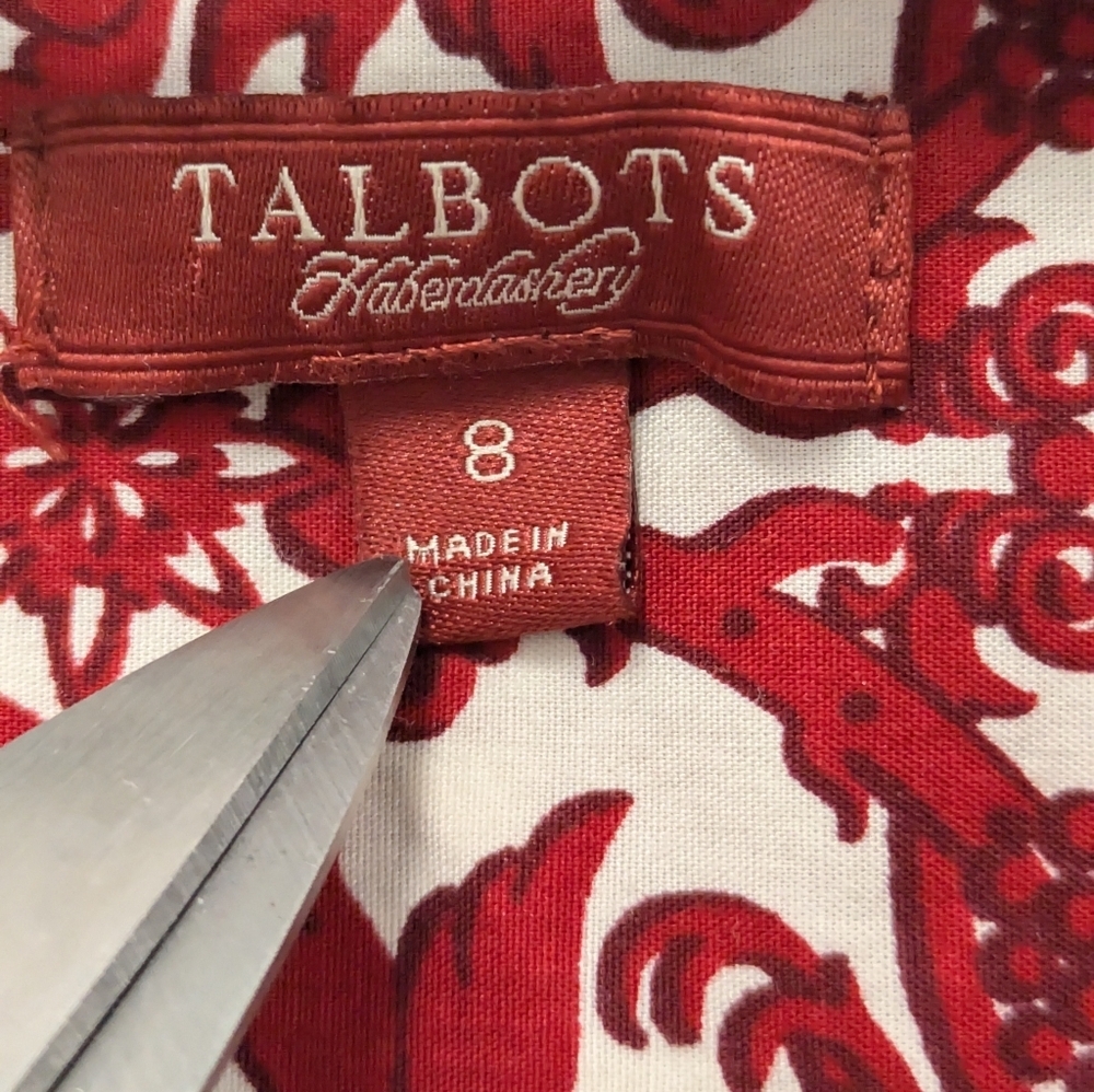 Talbots White And Red Christmas Tree Holiday Button Up Shirt sz 8 Reindeer Dove - Picture 2 of 10